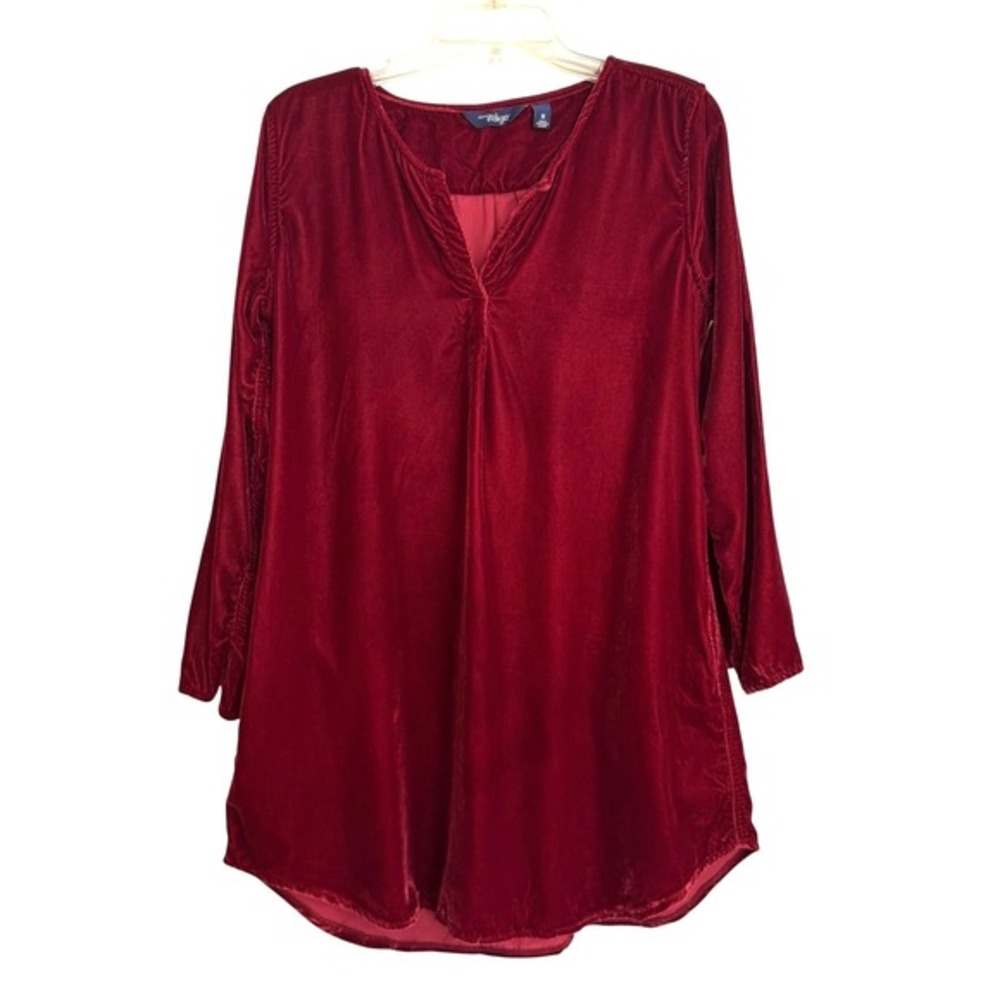 Great Northwest Indigo Velvet Tunic Shirt Women's Medium Red Pockets M